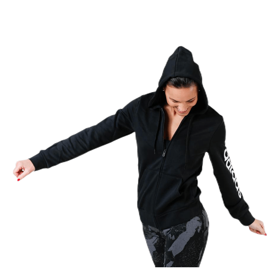 ADIDAS Essentials Linear Full Zip Hoodie Black / White 4 ADIDAS Essentials Linear Full Zip Hoodie Black / White - Bilde 4