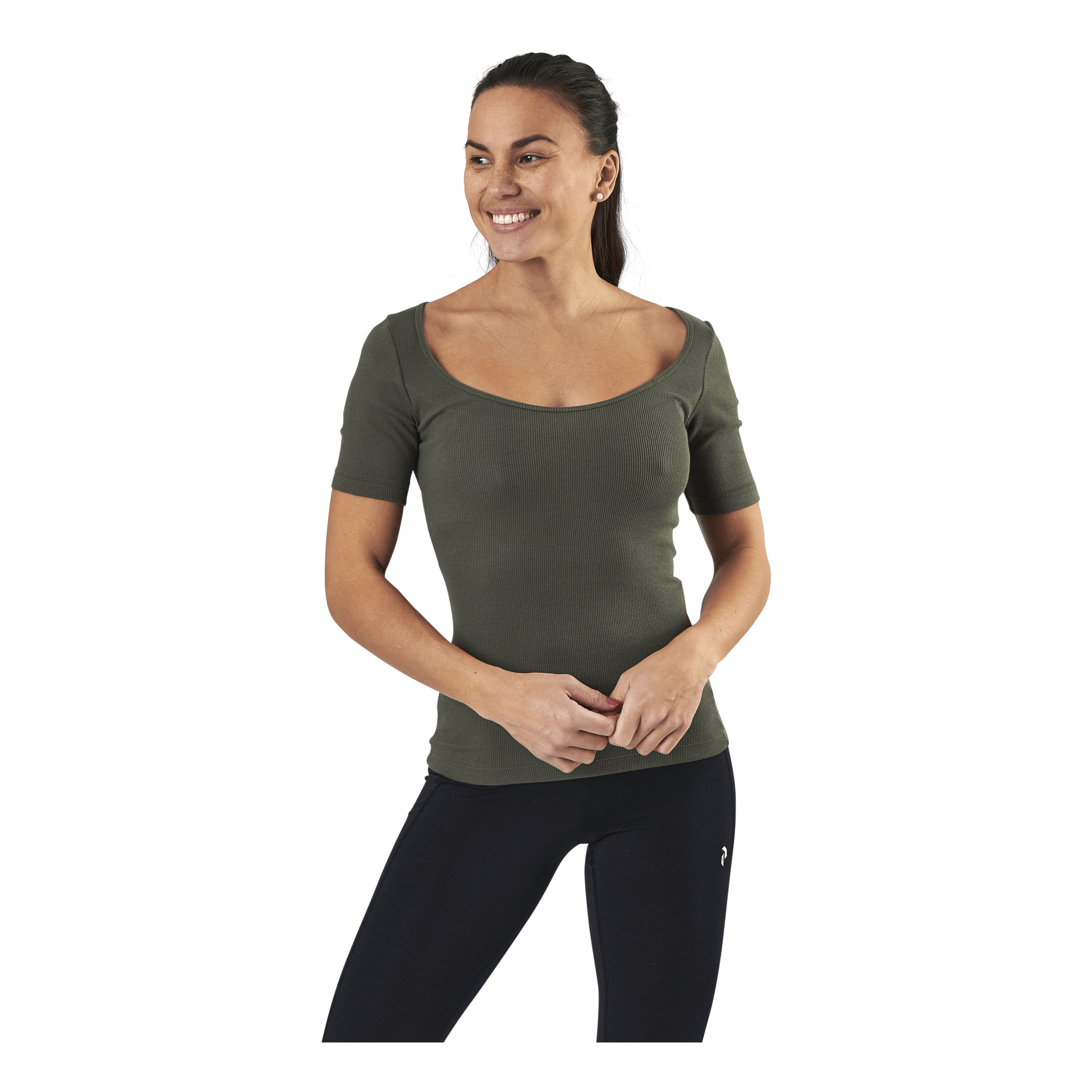 Bread & Boxers T-shirt Ribbed Green 1 Bread & Boxers T-shirt Ribbed Green