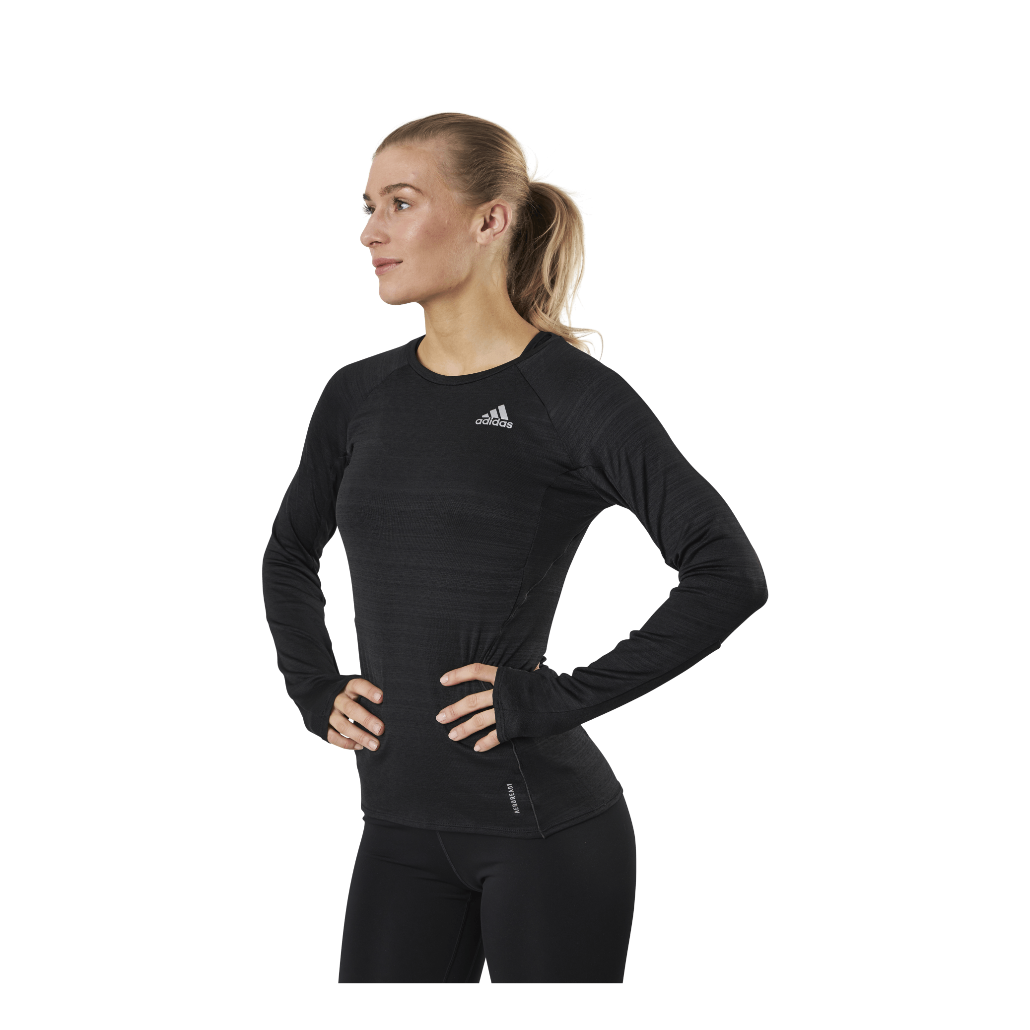 Adidas Runner Long Sleeve Tee Women Black / Reflective Silver 1 Adidas Runner Long Sleeve Tee Women Black / Reflective Silver