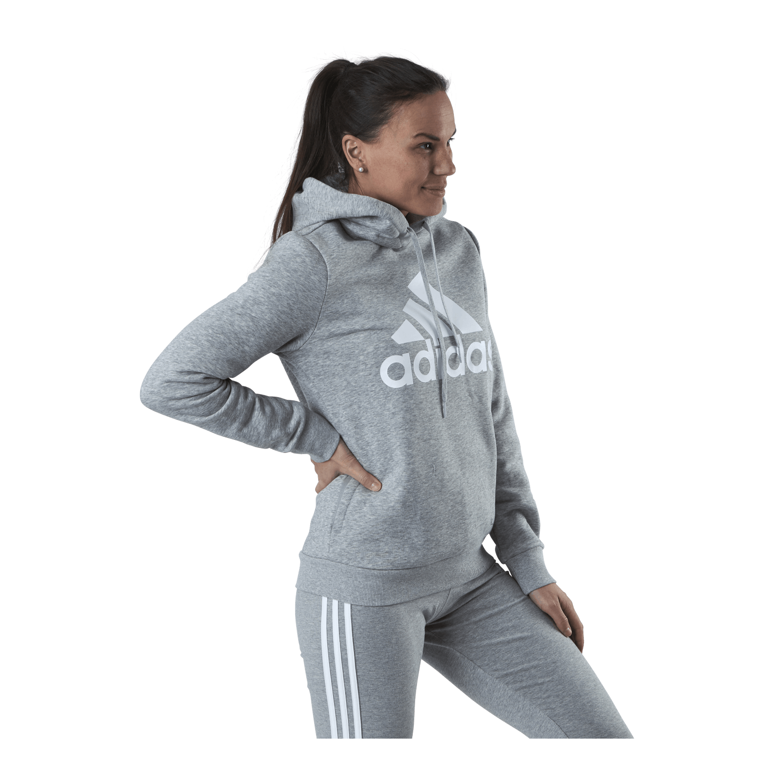 ADIDAS Essentials Hoodie Medium Grey Heather / White 2 ADIDAS Essentials Hoodie Medium Grey Heather / White - Bilde 2
