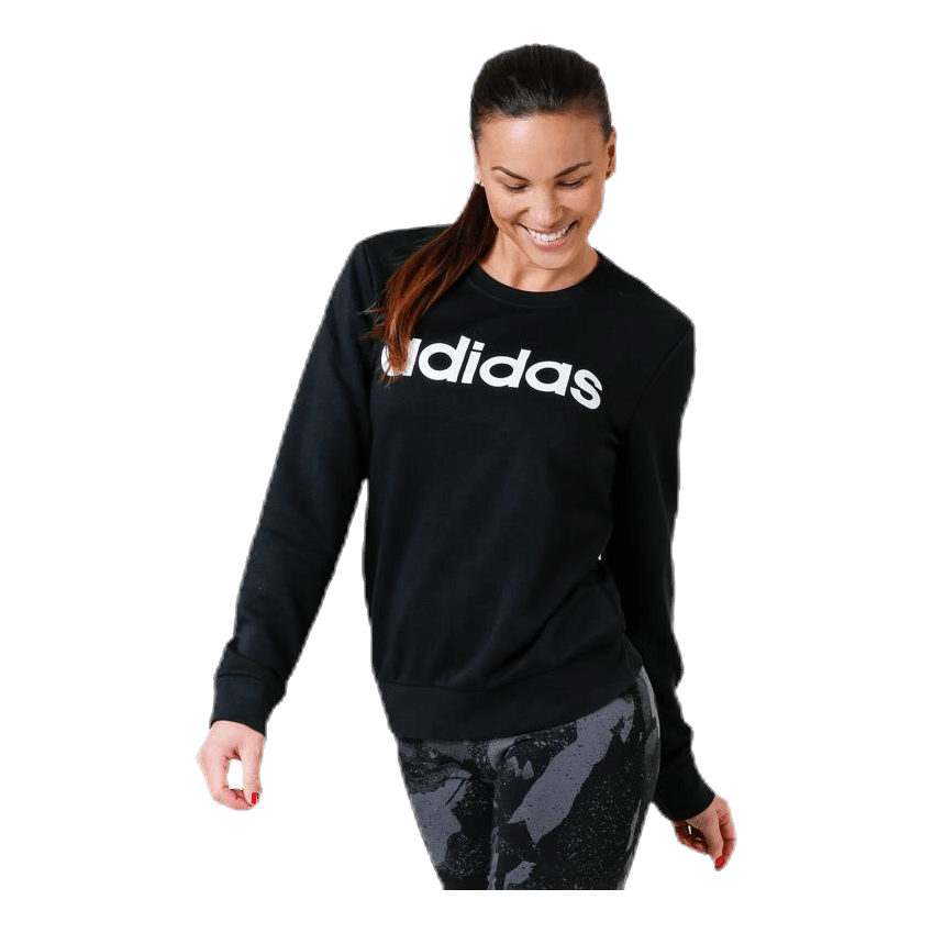 ADIDAS Essentials Linear Crewneck Black / White 1 ADIDAS Essentials Linear Crewneck Black / White