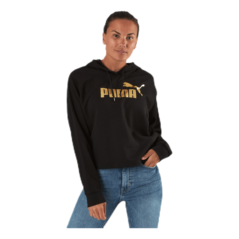 Puma ESS+ Metallic Cropped Hoody TR Black/Gold 1 Puma ESS+ Metallic Cropped Hoody TR Black/Gold