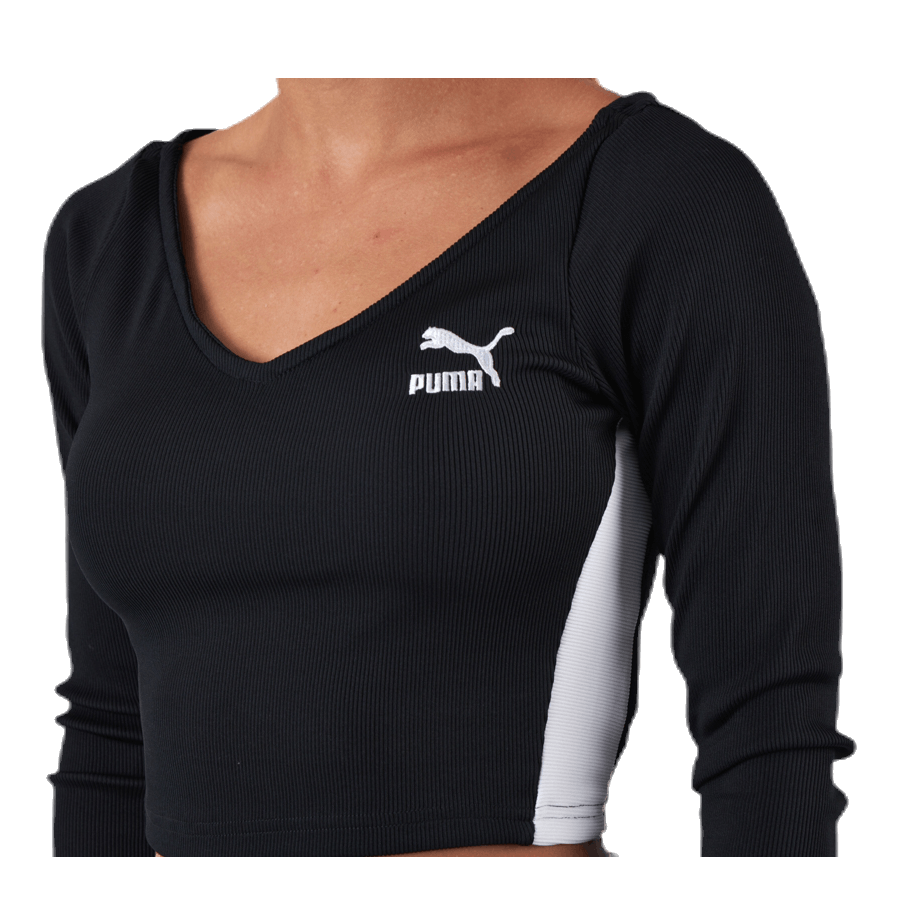 Puma Classics Ribbed Longsleeve Cropped Top Black 4 Puma Classics Ribbed Longsleeve Cropped Top Black - Bilde 4