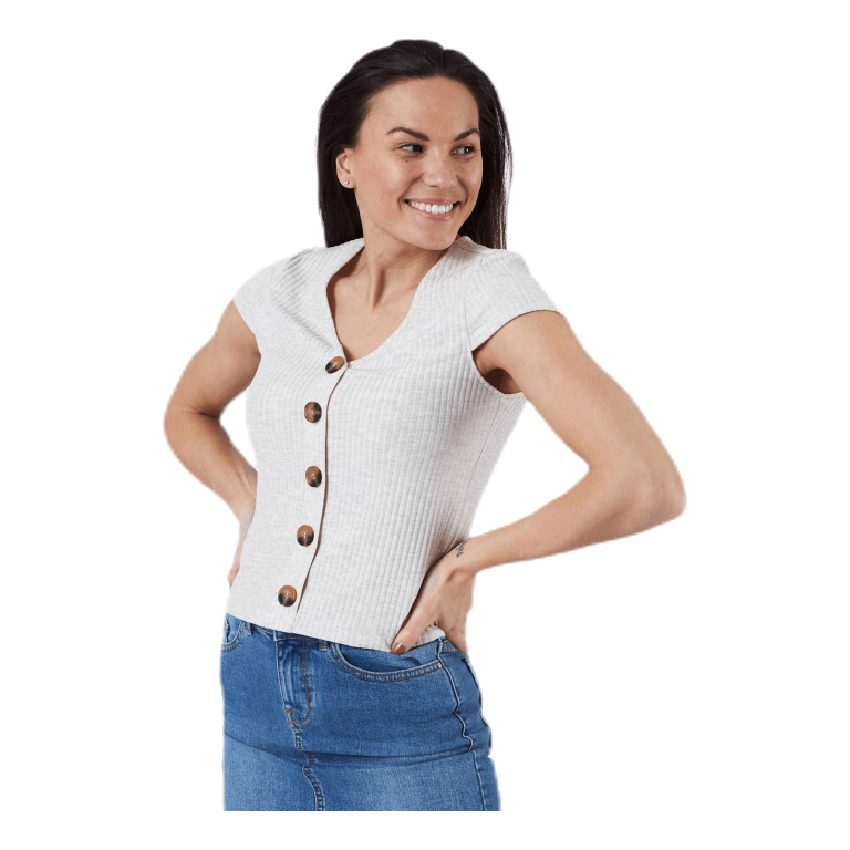 ONLY Nella S/S Button Top Beige 3 ONLY Nella S/S Button Top Beige - Bilde 3