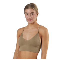 ONLY Vicky Rib Seamless V-neck Top Beige