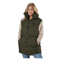 Svea W. Generous Hip Length Vest Dark Army