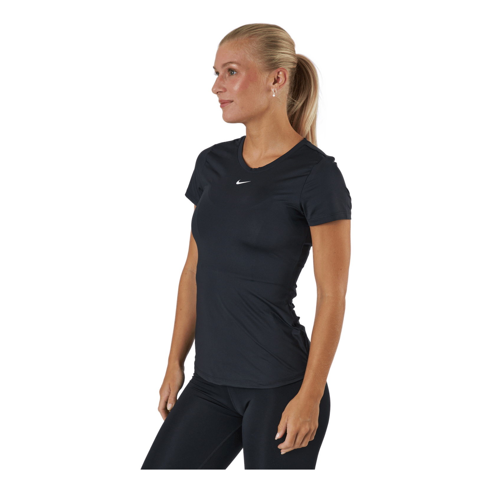 Nike Dri-FIT One Women's Slim Fit Short-Sleeve Top BLACK/WHITE 2 Nike Dri-FIT One Women's Slim Fit Short-Sleeve Top BLACK/WHITE - Bilde 2