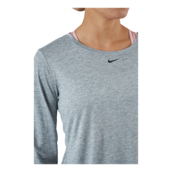 Nike Dri-FIT One Women's Standard Fit Long-Sleeve Top PARTICLE GREY/HTR/BLACK -Billig Jakker butikk 60517 66 004