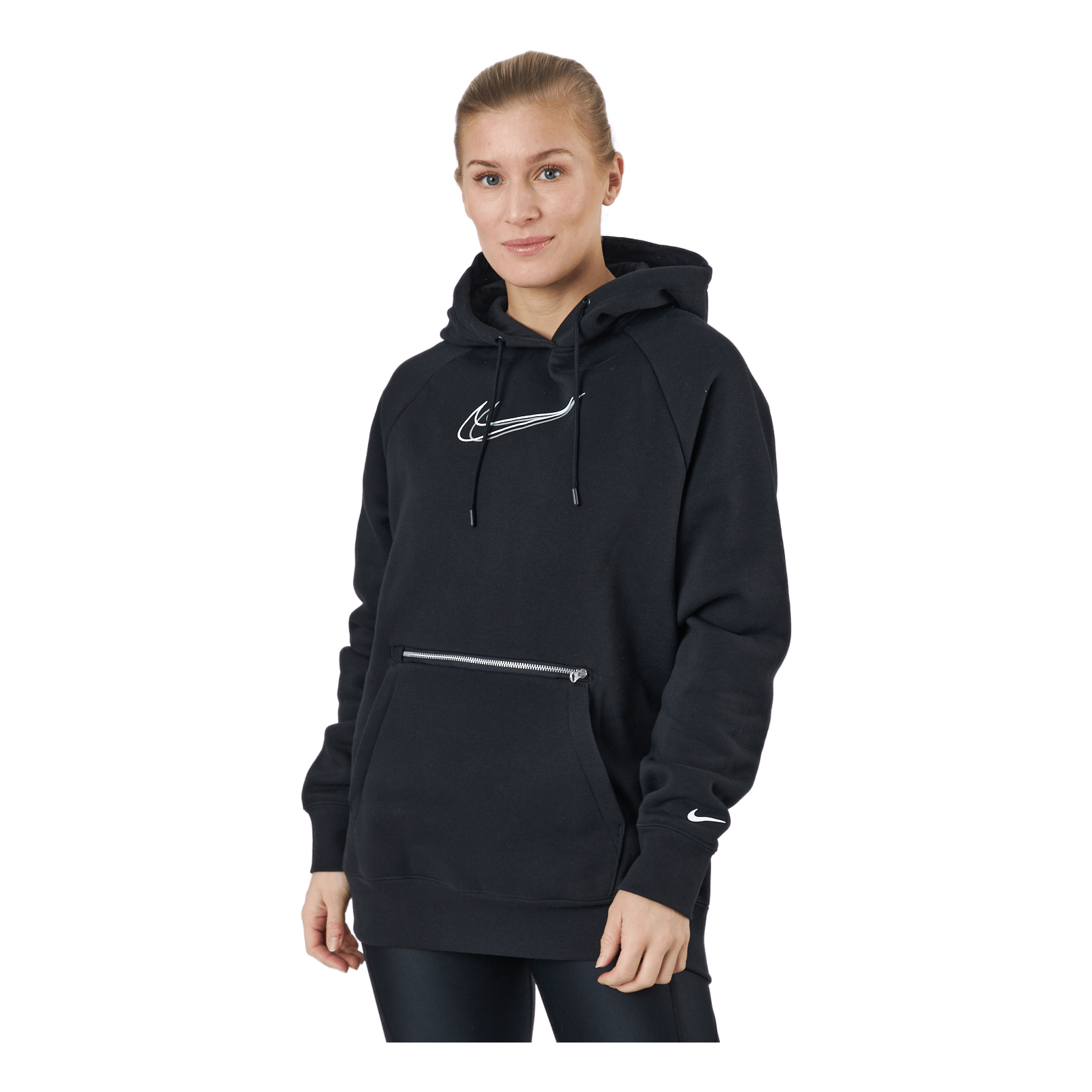 Nike W Nsw Po Hoodie Os Bb Flc Prnt Black/white 1 Nike W Nsw Po Hoodie Os Bb Flc Prnt Black/white