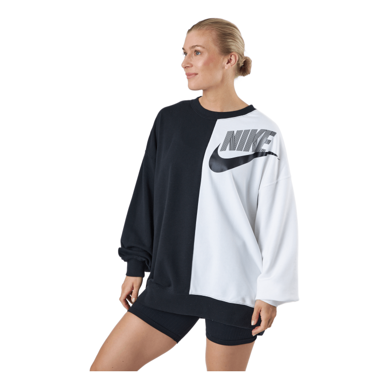 Nike W Nsw Ft Flc Oos Crew Dnc Black/white 1 Nike W Nsw Ft Flc Oos Crew Dnc Black/white