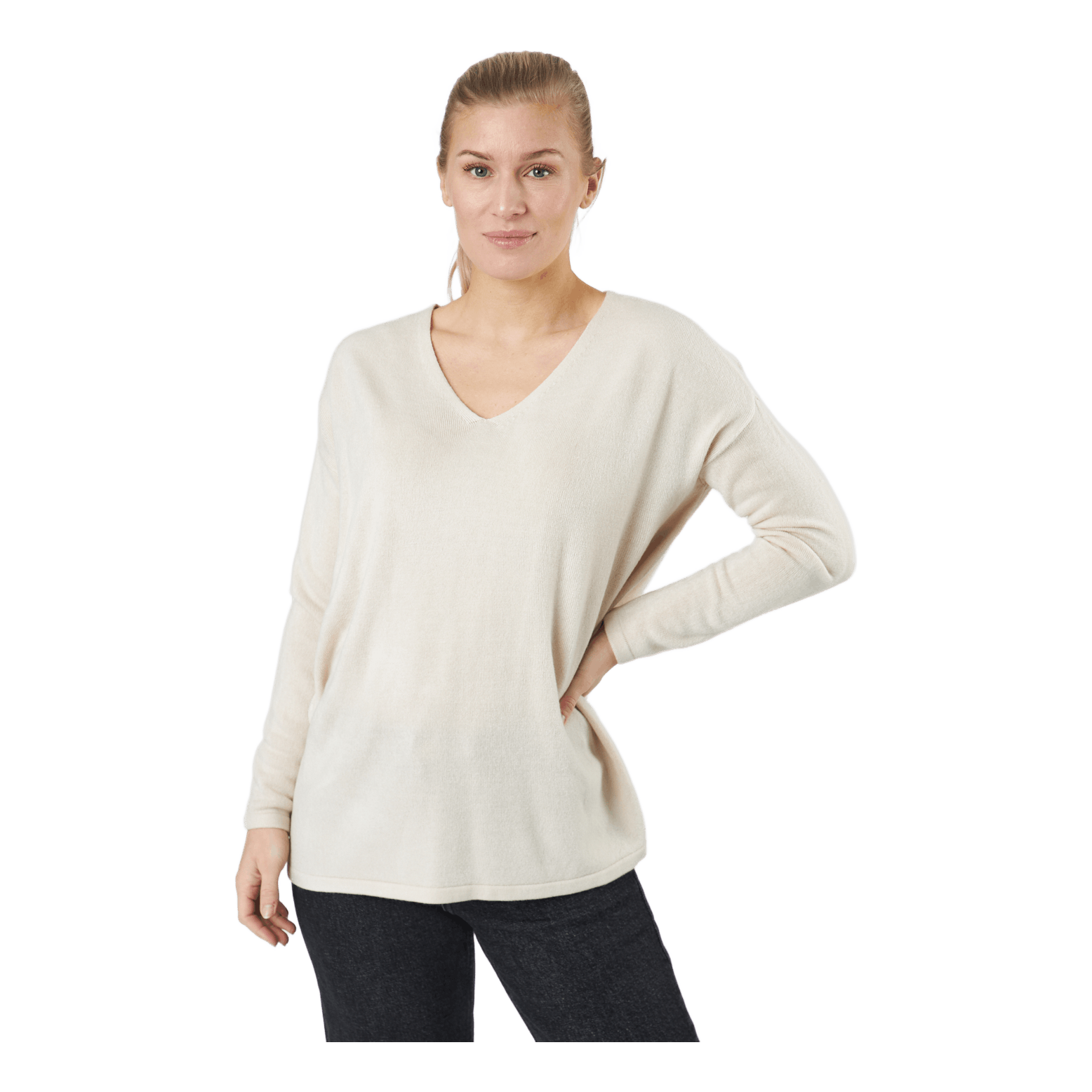 ONLY Onlamalia L/s V-neck Pullover Pumice Stone 2 ONLY Onlamalia L/s V-neck Pullover Pumice Stone - Bilde 2