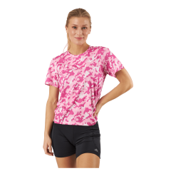 ADIDAS Own The Run Camo Running T-Shirt Clear Pink