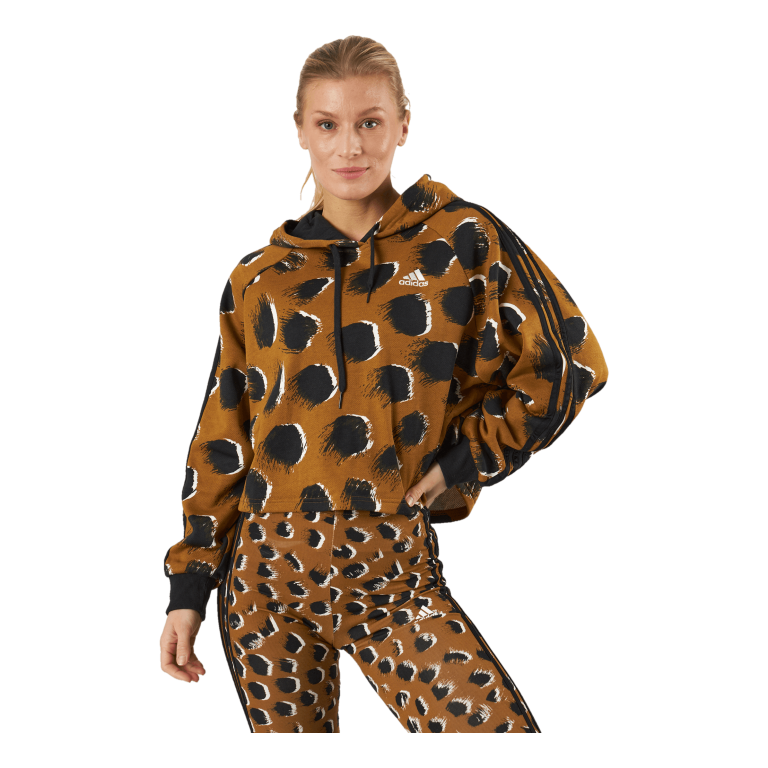 ADIDAS Essentials 3-Stripes Animal Print Hoodie Brostr/Multco/Black 1 ADIDAS Essentials 3-Stripes Animal Print Hoodie Brostr/Multco/Black