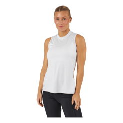 ADIDAS Essentials Heathered Mock-Neck Sleeveless Golf Polo Shirt White