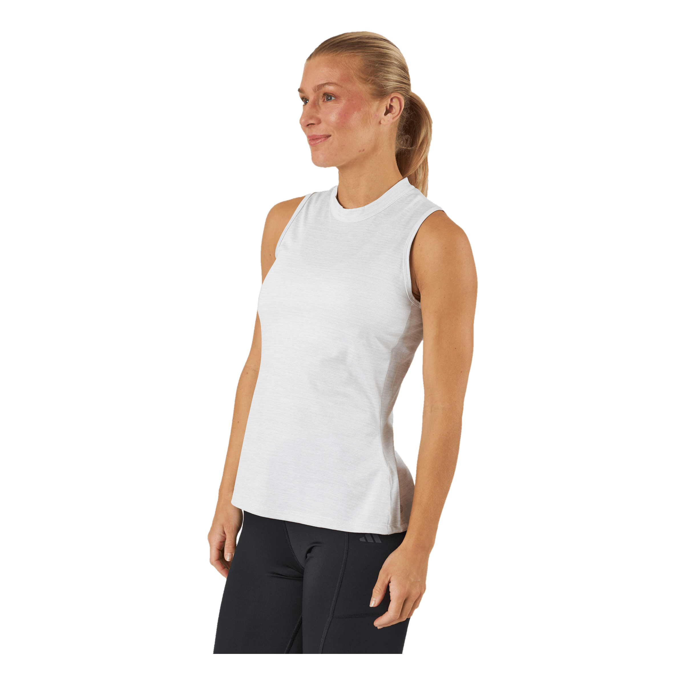 ADIDAS Essentials Heathered Mock-Neck Sleeveless Golf Polo Shirt White 2 ADIDAS Essentials Heathered Mock-Neck Sleeveless Golf Polo Shirt White - Bilde 2